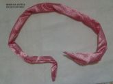 Tiaras em Cetin na cor salmon com bolinhas pretas